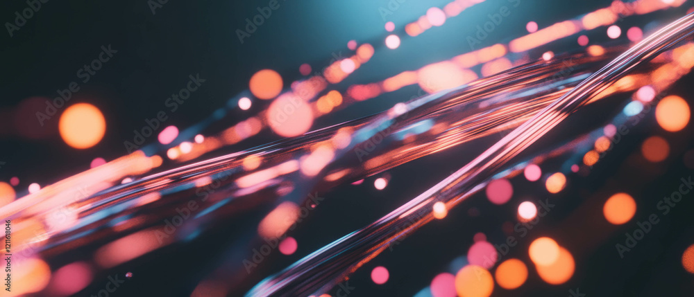 Poster abstract visualization of wires with smoke trails conveying motion and speed effects