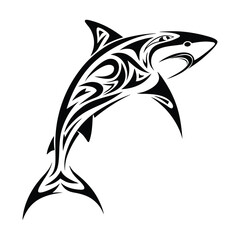 Shark tattoo with ethnic polynesian tribal elements