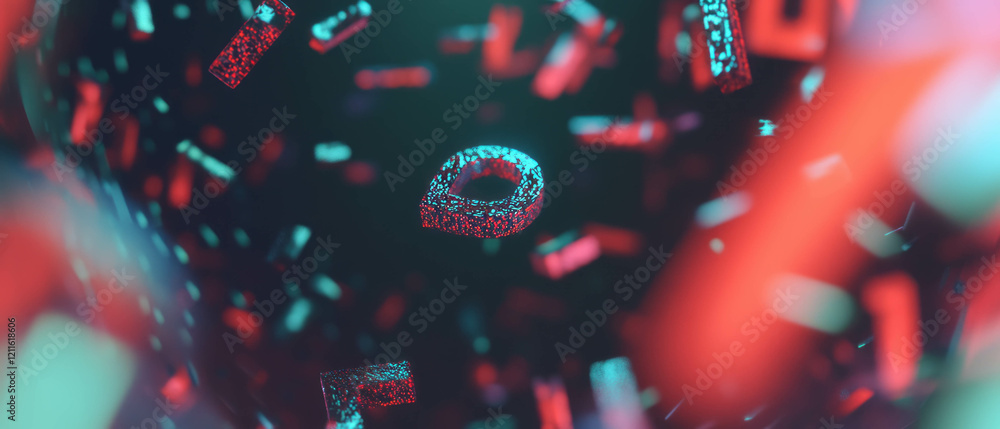 Aufkleber Abstract typographic composition with vibrant letters and central empty space for creative design