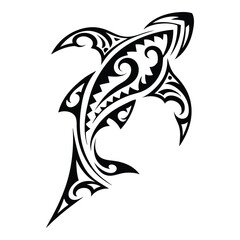 Shark tattoo with ethnic polynesian tribal elements