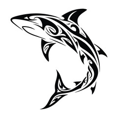 Shark tattoo with ethnic polynesian tribal elements