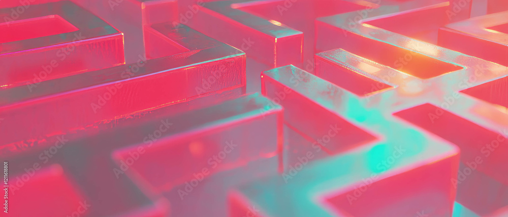 Poster Exploring intricate pathways in 3D abstract mazes with colorful structures