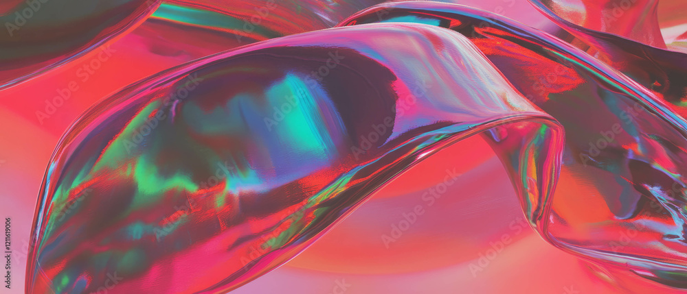 Poster exploration of surreal shapes and vibrant colors in a dreamlike abstract composition