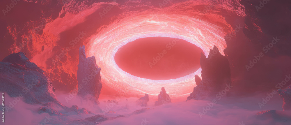 Poster Abstract portals and swirling vortexes create an otherworldly atmosphere with a central void