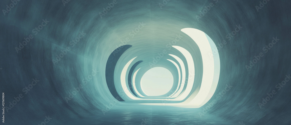 Poster Exploration of abstract tunnels creating endless corridors with a central void experience