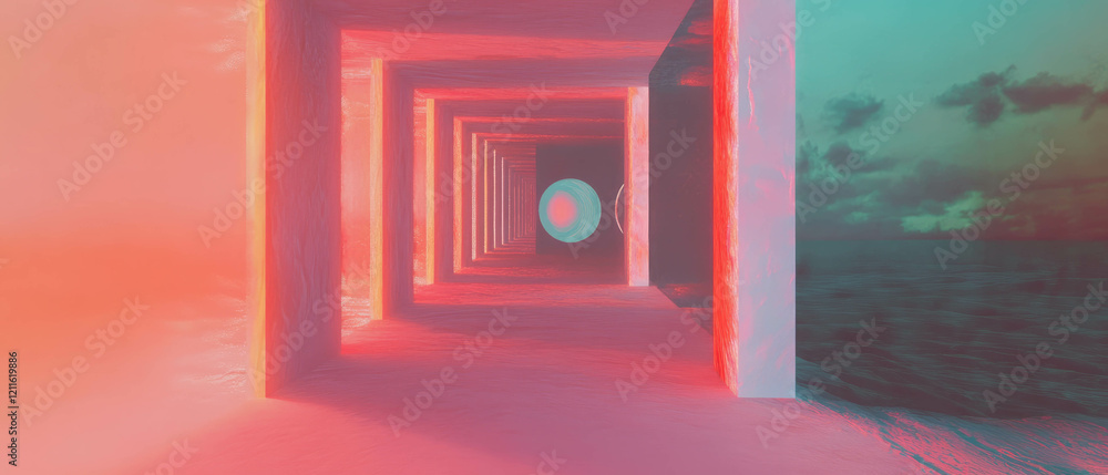 Poster Exploring abstract tunnels with endless corridors and mesmerizing perspectives