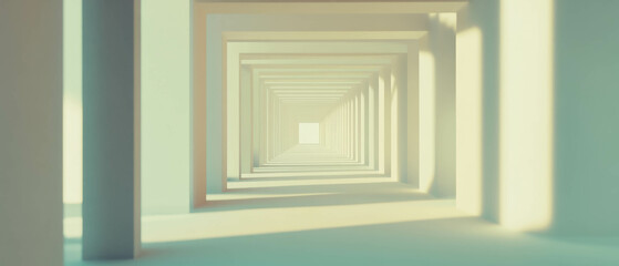 Obraz premium Endless corridors create a mind-bending experience in abstract 3D tunnel design