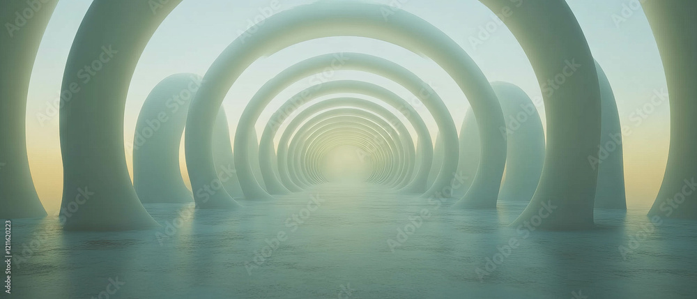 Aufkleber abstract design of 3d arches creating a harmonious circular pattern with soft lighting