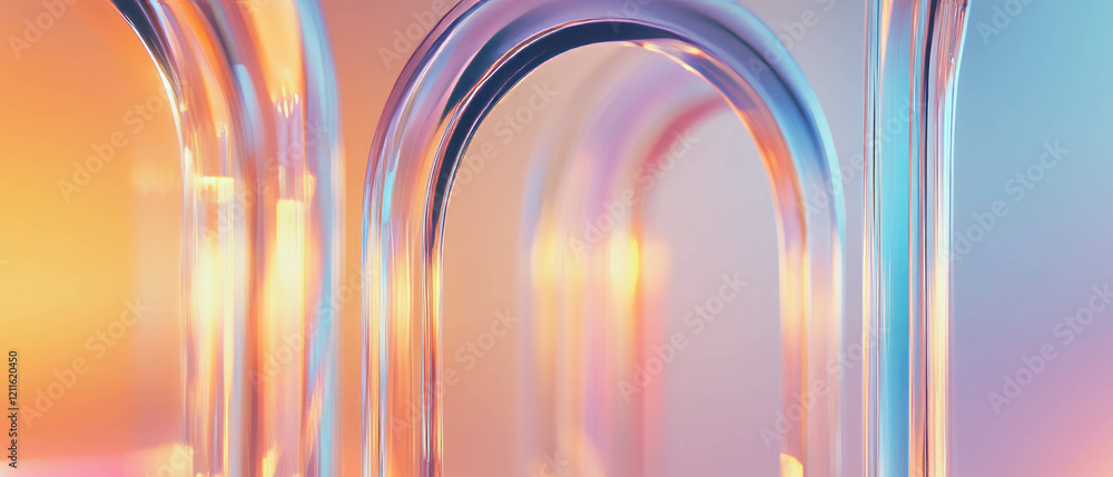 Poster elegant interaction of light and glass in abstract arch structures