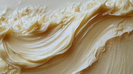 Thick wave of cream glistening on skin with rich texture and moisturizing effect