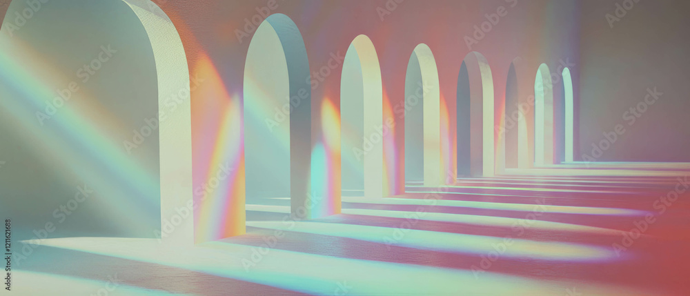 Aufkleber abstract background of 3d arches with dramatic light rays creating visual effects