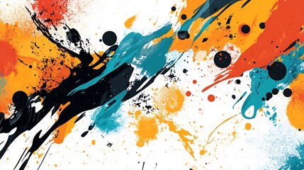 Abstract Colorful Splashes: A Dynamic Composition of Paint