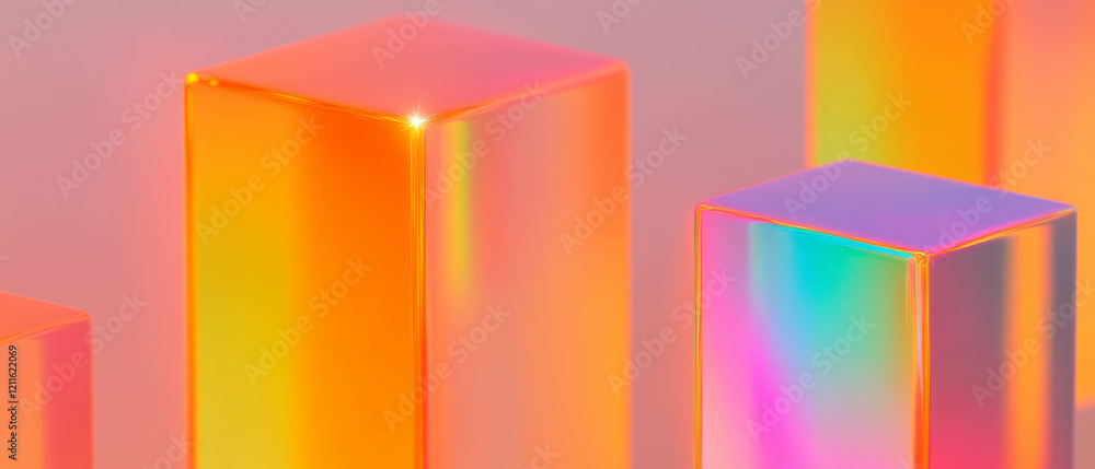 Poster Data distribution visualized through vibrant abstract 3D box plots for statistical analysis