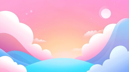 A breathtaking sunset sky featuring vibrant pink and blue hues with soft clouds, creating a serene and tranquil atmosphere perfect for nature lovers.
