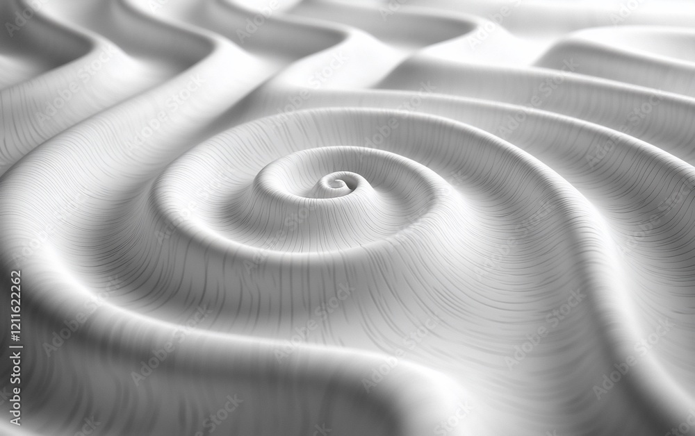 Poster Abstract swirling white texture with subtle waves and a central spiral.