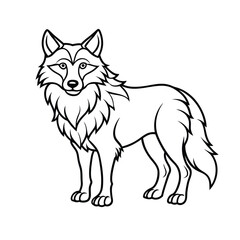 wolf black line art vector illustration 