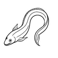illustration of a fish black line art vector
