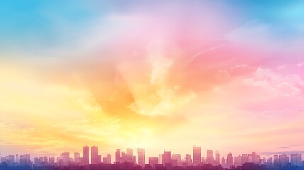 Obraz premium A breathtaking view of a city skyline under dramatic clouds at dusk. The vibrant colors and intense clouds create a stunning visual atmosphere.