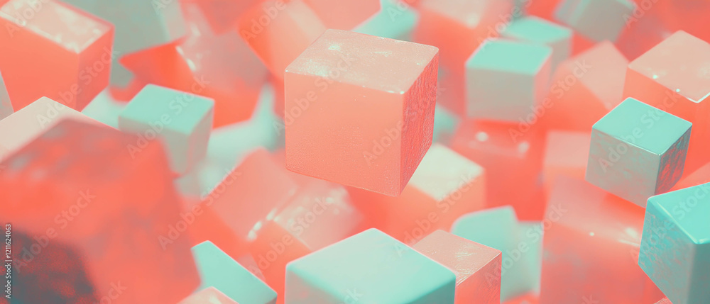 Aufkleber Rotating 3D data cubes representing multi-dimensional data visualization and analysis