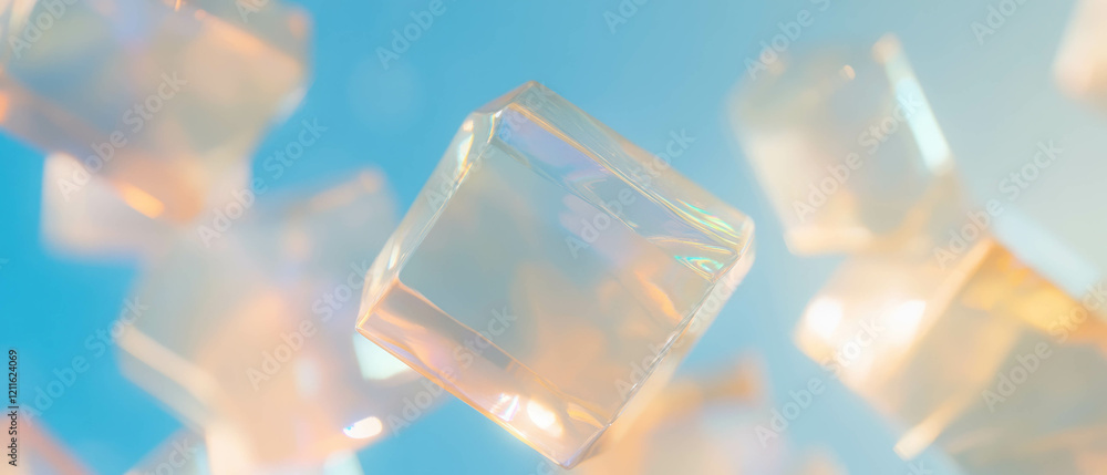 Leinwandbilder Rotating 3D data cubes showcasing multi-dimensional data analysis and visualization