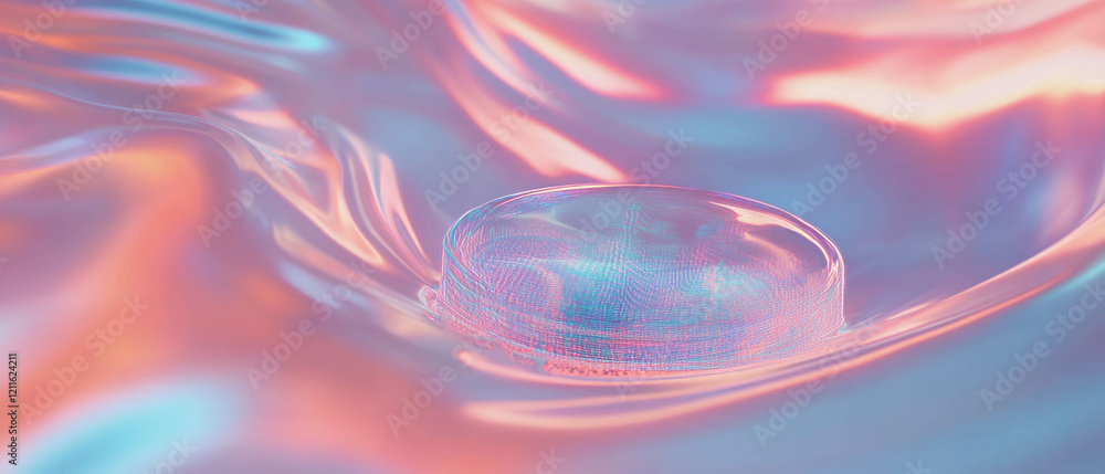 Aufkleber Flowing particles and digital patterns create a vibrant 3D abstract background