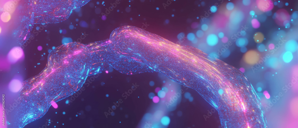 Aufkleber Abstract design featuring flowing particles and 3D data streams representing technological progress