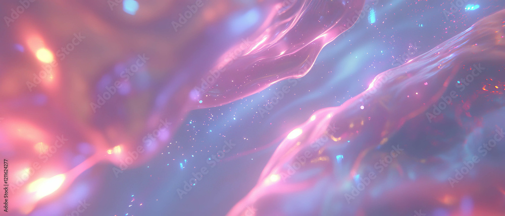 Poster Abstract representation of data streams and digital particles flowing in vibrant colors