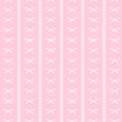 Cute pink coquette ribbon bow with heart lace seamless pattern.	