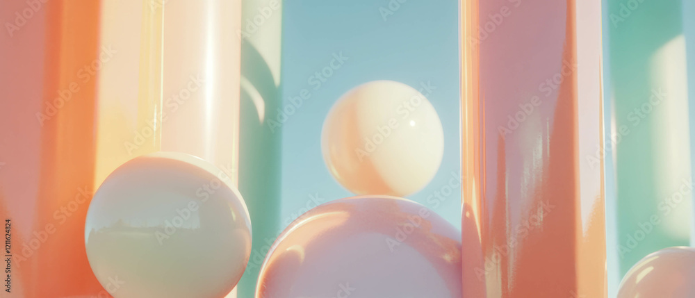 Leinwandbilder abstract visualization of 3d data in calming pastel colors with soft hues