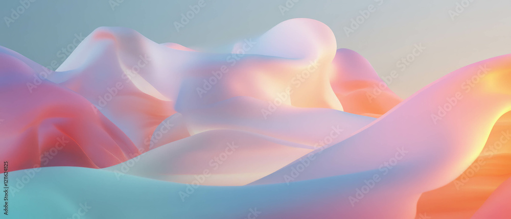 Poster Dynamic abstract background featuring 3D data visualizations with depth and light effects