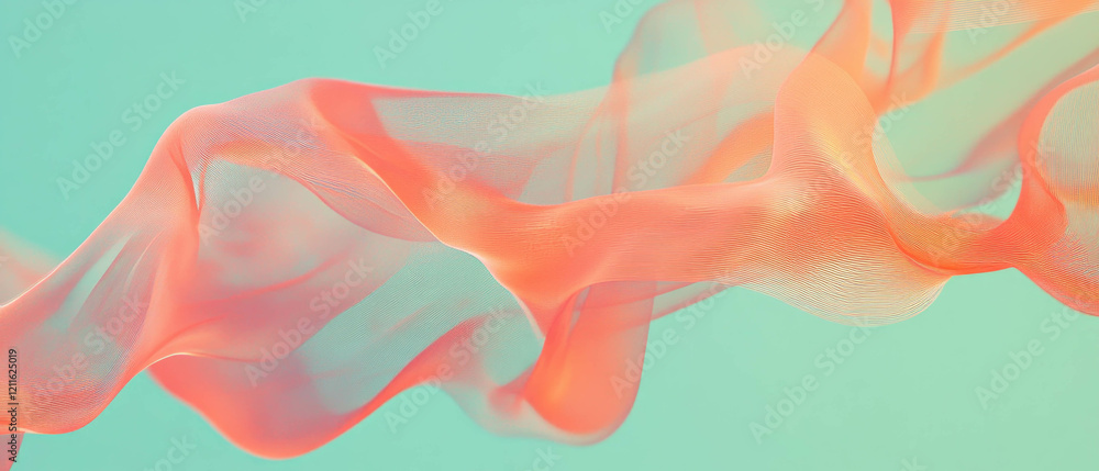 Poster Visual representation of flowing data trends with vibrant abstract curves and lines