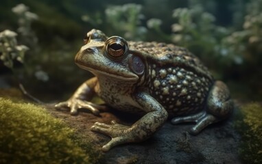 Obraz premium Close-up of a Toad in a Lush Forest