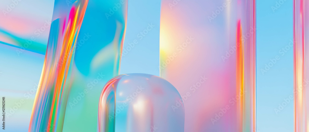 Poster Dynamic 3D data visualization with changing hues representing data values