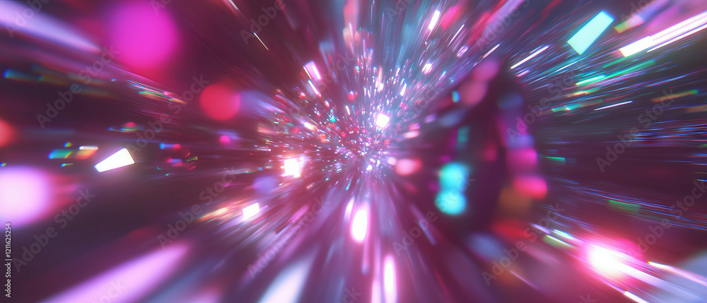 Aufkleber Dynamic abstract representation of 3D data visualization with glowing particles