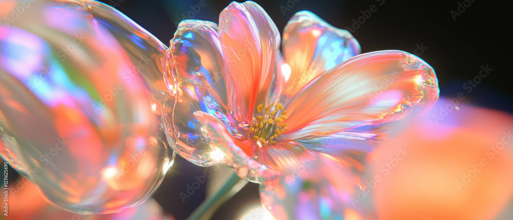 Fototapete dynamic simulations of abstract flowers interacting with virtual forces in unique visuals