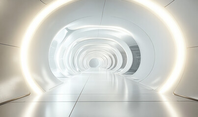 Obraz premium Inside modern buildings, channels composed of white light