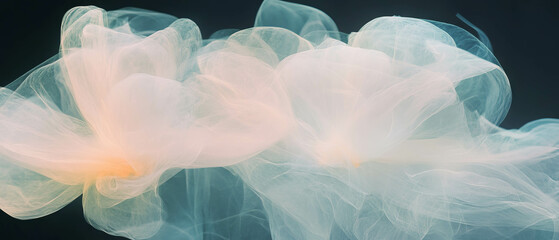Mysterious abstract background of soft textured flowers formed from ethereal smoke trails
