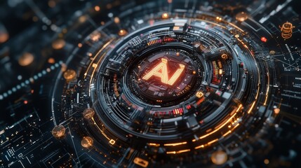 Fototapeta premium Exploring the Fusion of Technology and Time: A Red Faced Clock Representing Artificial Intelligence in Modern Society