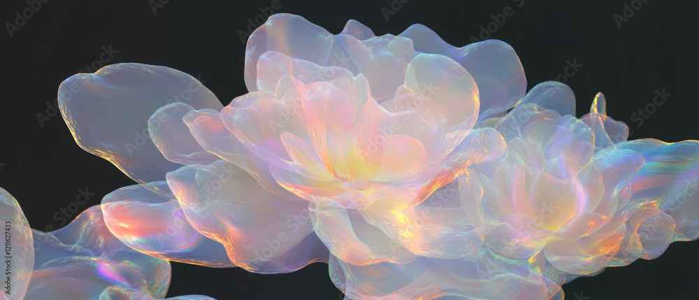 Aufkleber Exploration of abstract flowers with dynamic transformations and fluid movement