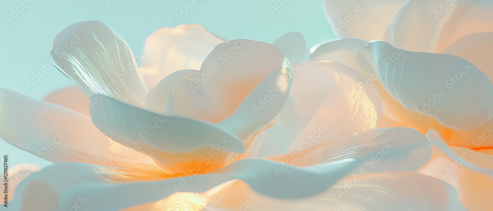 Poster dynamic 3d abstract flowers illuminated by artistic projections with vibrant colors