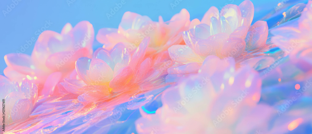 Poster intriguing abstract background with 3d flowers and hidden symbolic messages