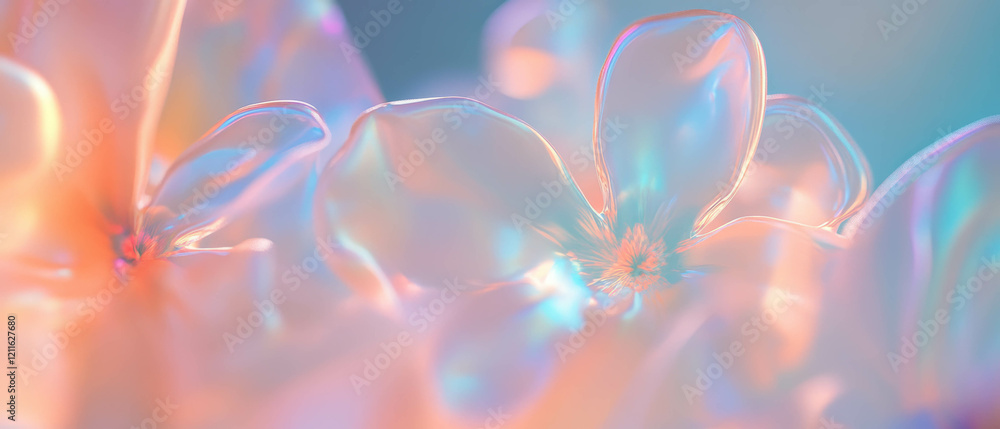 Poster abstract 3d flowers with smooth gradients and harmonious color palettes enhancing visual appeal