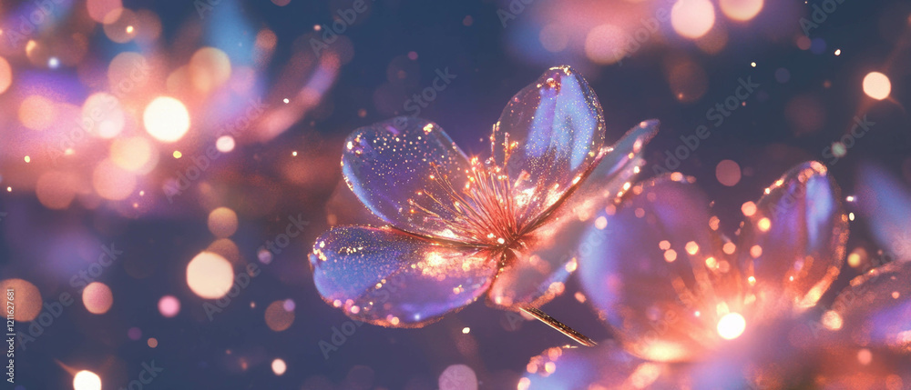 Aufkleber captivating abstract background of shimmering 3d flowers with sparkling reflections