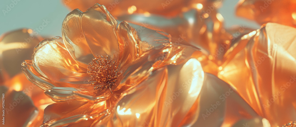 Aufkleber elegant 3d flowers with metallic textures and shimmering surfaces create a luxurious ambiance