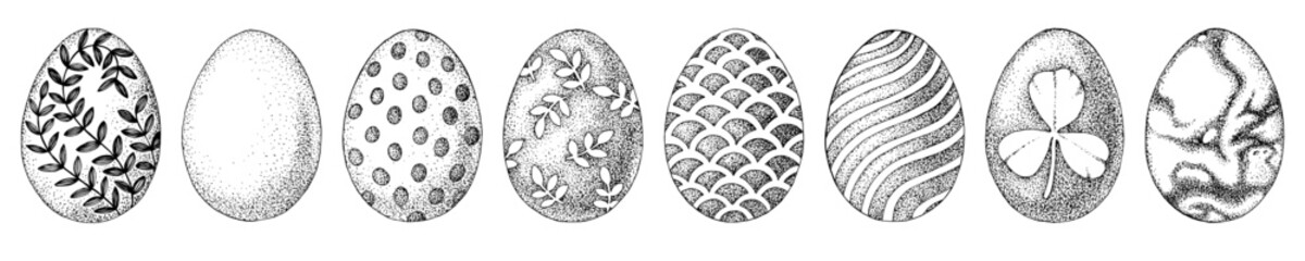 Set of hand drawn Easter eggs