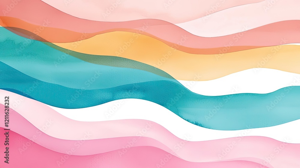 Poster striped watercolor idea. a colorful wave pattern with soft hues, perfect for backgrounds and design 