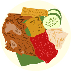 lalapan Indonesian food Illustration