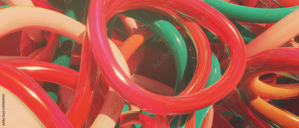 Poster vibrant ribbons intertwine in a dynamic abstract display with central empty space