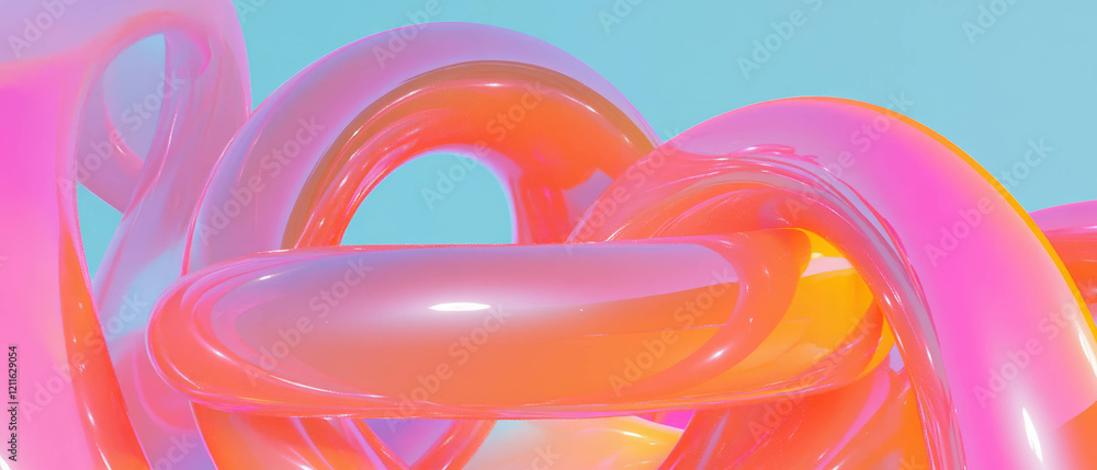 Aufkleber dynamic interplay of 3d ribbons with vibrant colors and flowing lines in abstract art