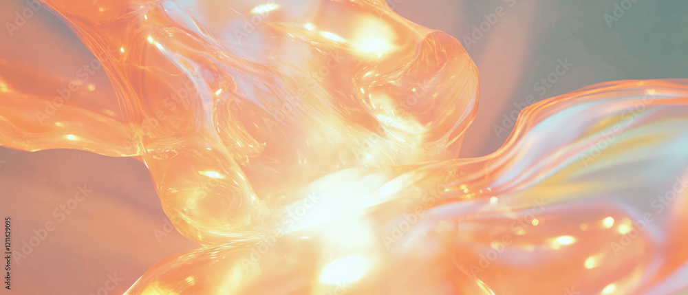 Poster vibrant energy flows through 3d light trails with abstract shapes at the center